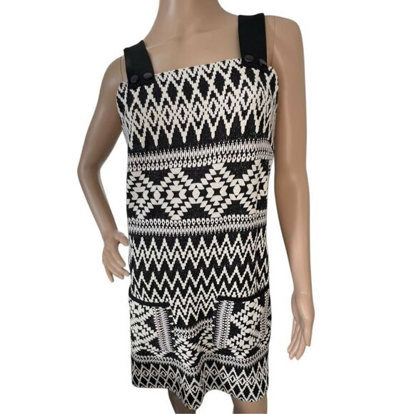 TopShop Black And White Knit Boho Stretchy Tank Style Dress With Pockets - Picture 1 of 6